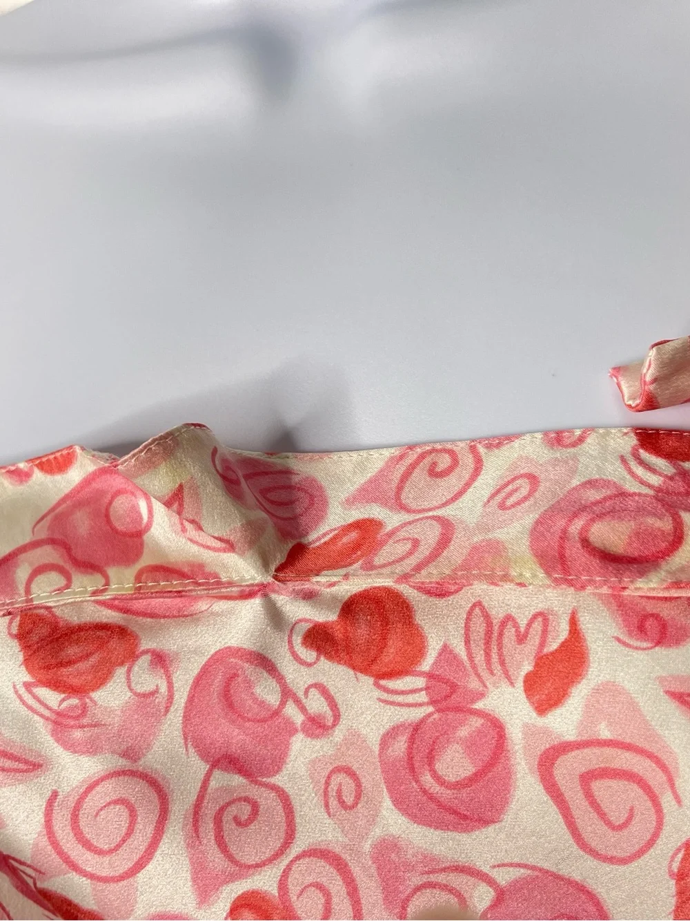 VTG 80s 90s Valentino Intimo Silk 2pc Chemise Robe Set Pink Red Heart Size P
